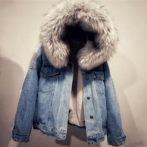 Short Coat Cotton-Padded Coat 2024 Winter Fleece-lined New Cotton Clothing Loose Korean Style Denim Fur Collar Thickened Coat for Women Womenswear Jackets Womenswear Jackets
